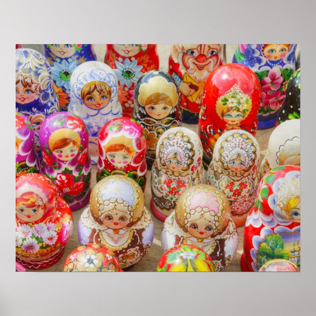 Close-up of traditional Russian nested dolls Poster (Front)