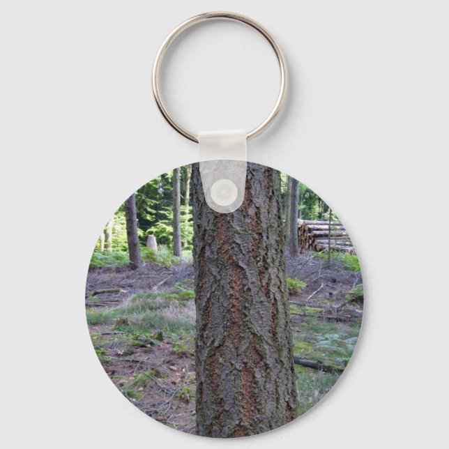 Close up of Tree Trunk in forest Key Ring (Front)