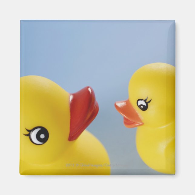 Close-up of two rubber ducks magnet (Front)