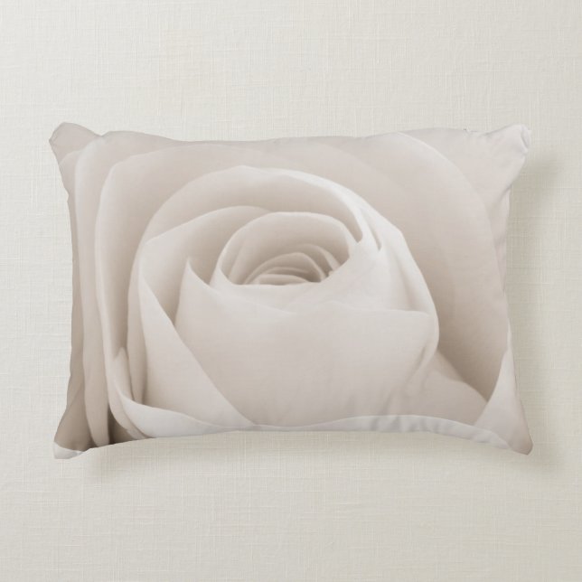 Close up of White Rose Petals Decorative Cushion (Front)