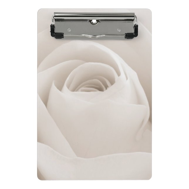 Close up of White Rose Petals Mini Clipboard (Front)