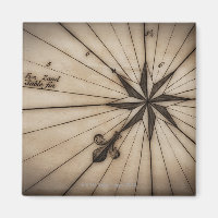 Close up of wind rose on antique map