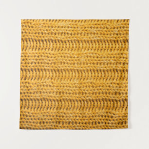Close up of yellow knitted textured background. Tr Tapestry