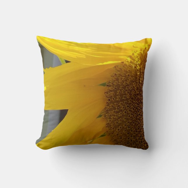 Close Up of Yellow Sunflower Cushion (Front)