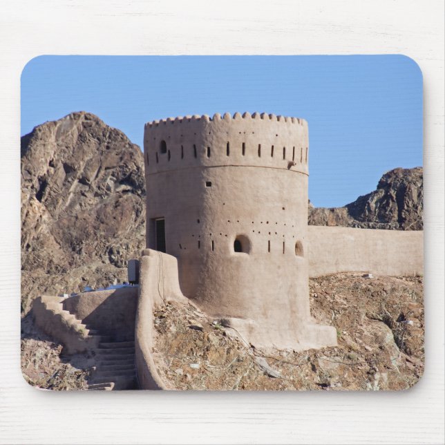 Close up on a watch tower in old Muscat - Muscat, Mouse Mat (Front)