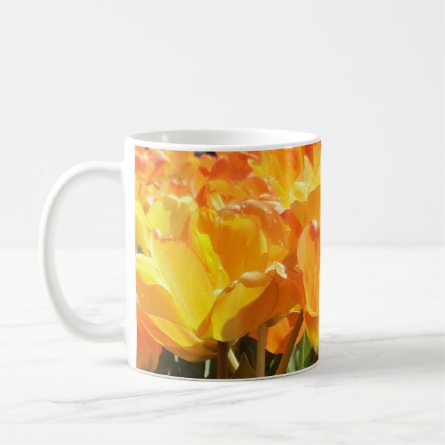 Close-up Orange and Yellow Tulips Coffee Mug (Left)