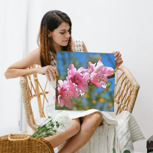 Close Up Peach Tree Blossom Black Outline Art Canvas Print