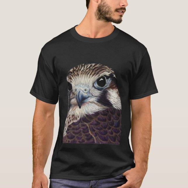 Close Up Peregrine Falcon Portrait with big eyes T-Shirt (Front)