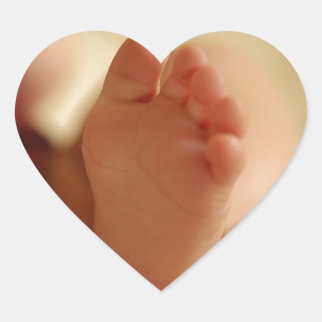 Close up photo of baby feet heart sticker (Front)
