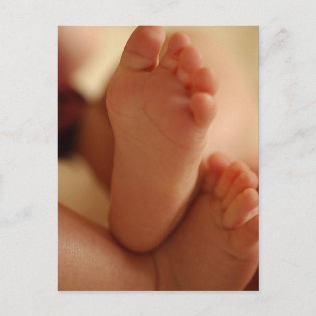 Close up photo of baby feet postcard (Front)