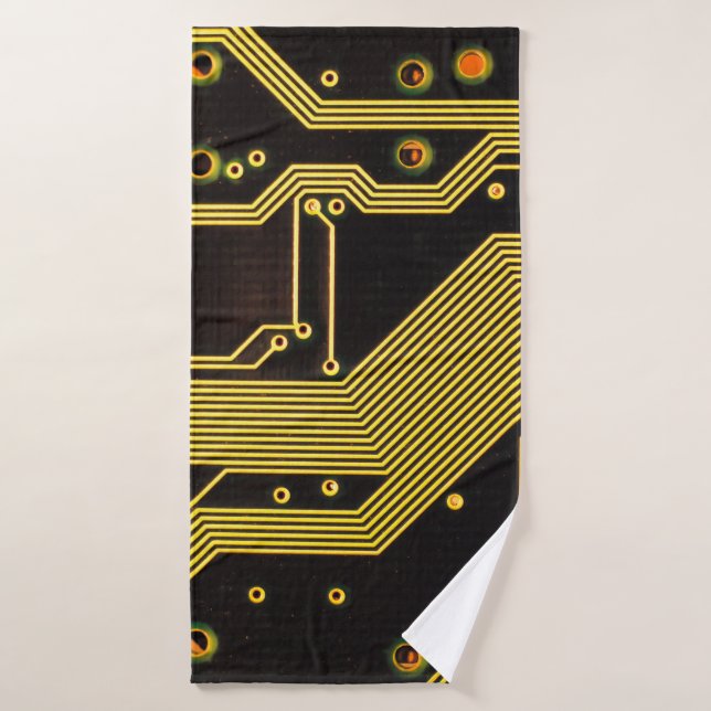 Close up photo of circuit boardbackground,abstract bath towel (Bath Towel)
