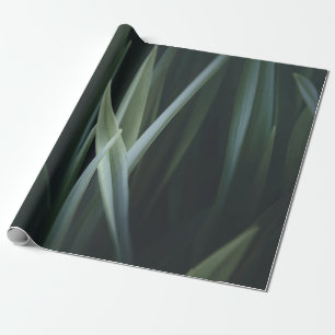 Close up photo of green linear leaves wrapping paper