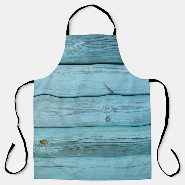 Close-up photo of green planks apron (Front)