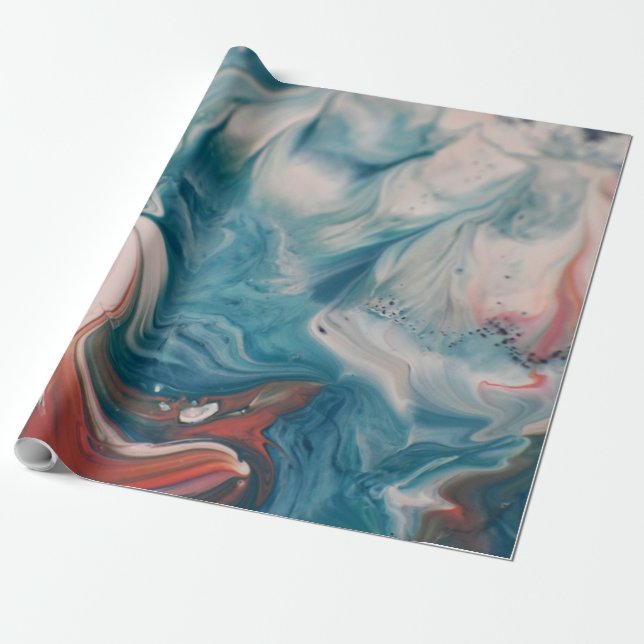 Close Up Photo of Water Marbling Paint Wrapping Paper (Unrolled)