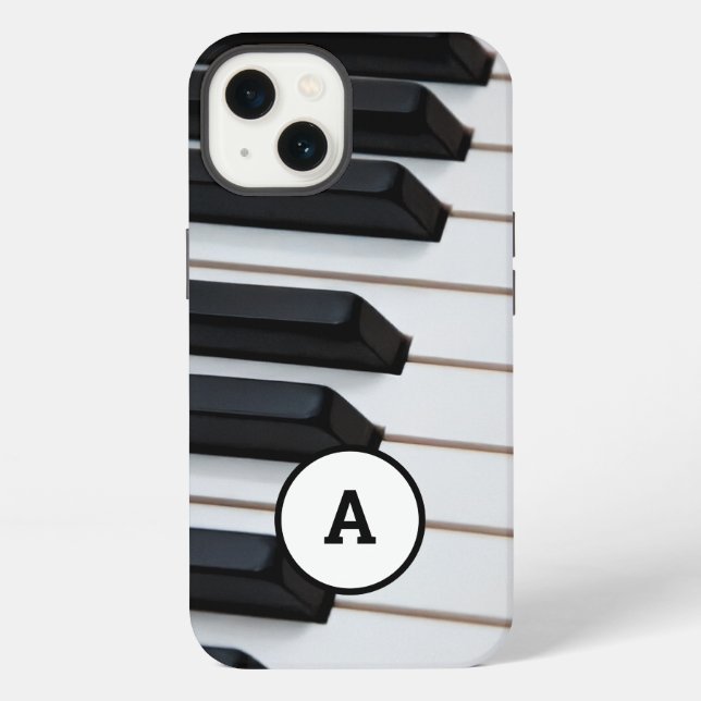 Close-Up Piano Keys with Monogram iPhone Case (Back)