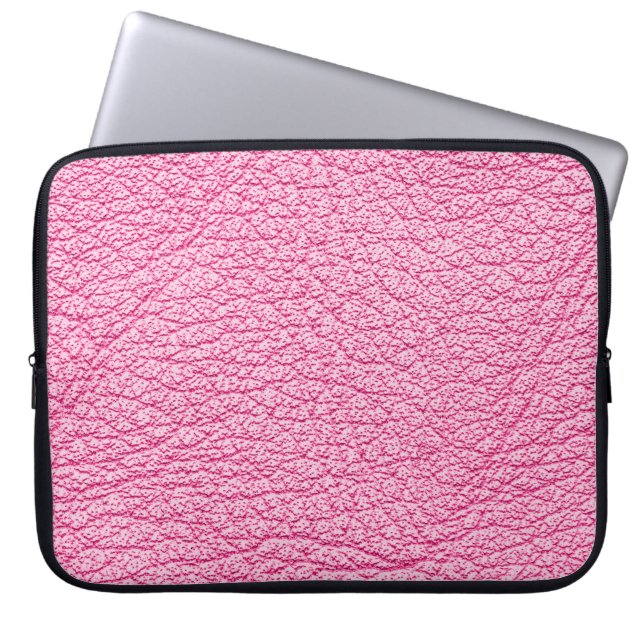 Close-up pink leather, textured background. laptop sleeve (Front)