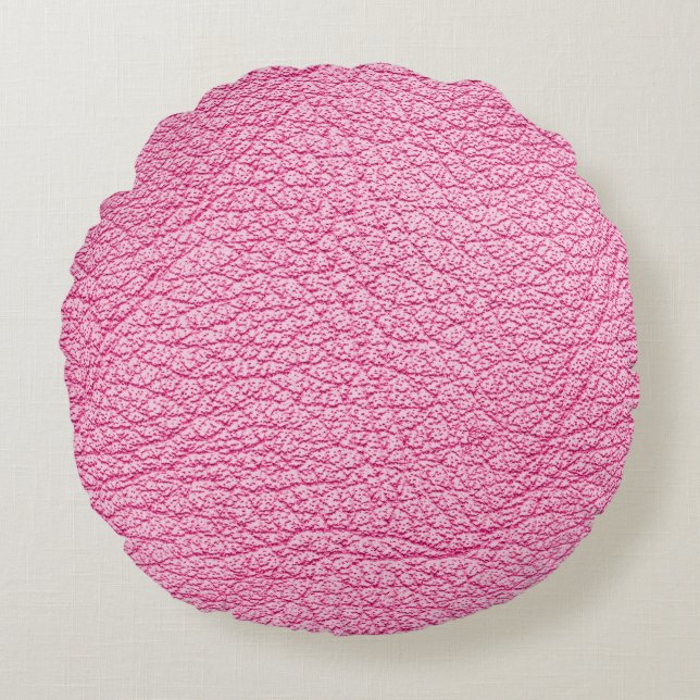 Close-up pink leather, textured background. round cushion (Front)
