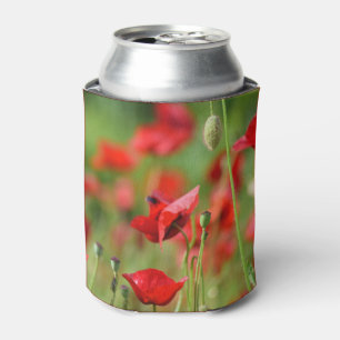 Close up Poppies in Field Can Cooler