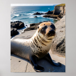 Close-up Portrait of a Seal Poster