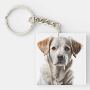 Close-Up Portrait of a Sweet-Faced Dog Key Ring