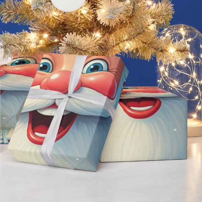 Close-Up Santa Claus Christmas  Wrapping Paper (Holidays)