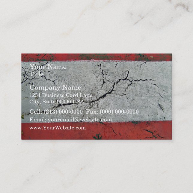Close-up shot of cracked road with alternating bar business card (Front)