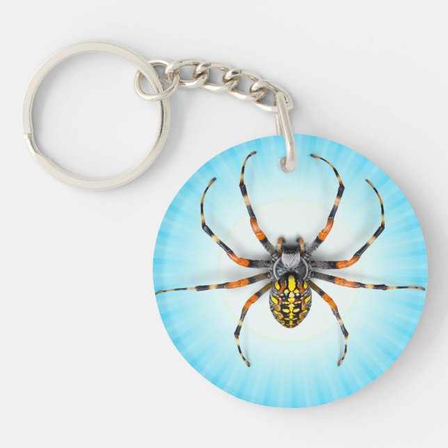 Close-up Spider Isolated-23983 Denim Jacket Key Ring (Front)