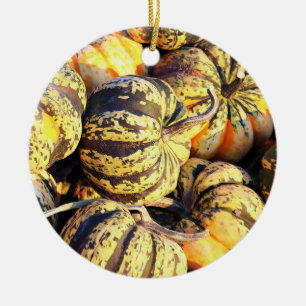 Close Up Stripey Pumpkins Ceramic Tree Decoration