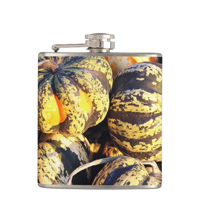 Close Up Stripey Pumpkins  Hip Flask (Front)