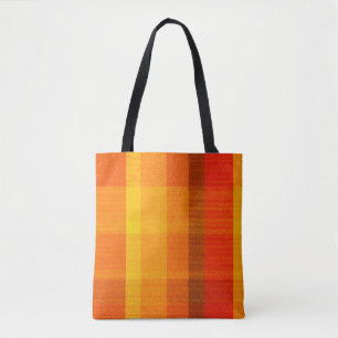 close-up texture with a chequered cloth tote bag