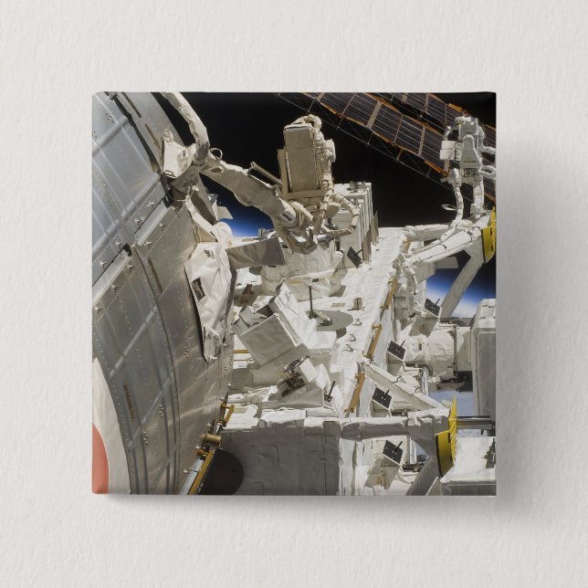 Close-up view of components 15 cm square badge (Front)