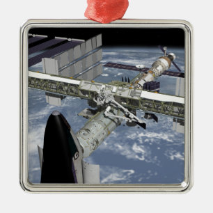 Close up view of the Shuttle docked Metal Tree Decoration