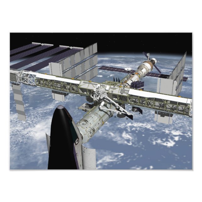 Close up view of the Shuttle docked Photo Print (Front)