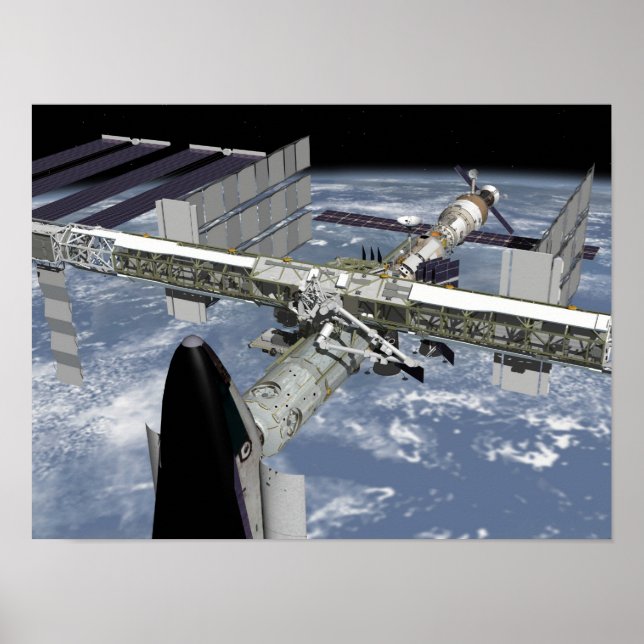 Close up view of the Shuttle docked Poster (Front)