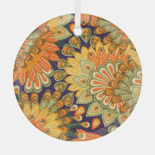 Close-up vintage cloth pattern background. glass tree decoration