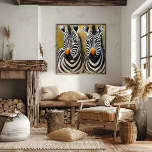 Close Up Zebra Pair Bold and Striking Wildlife Poster