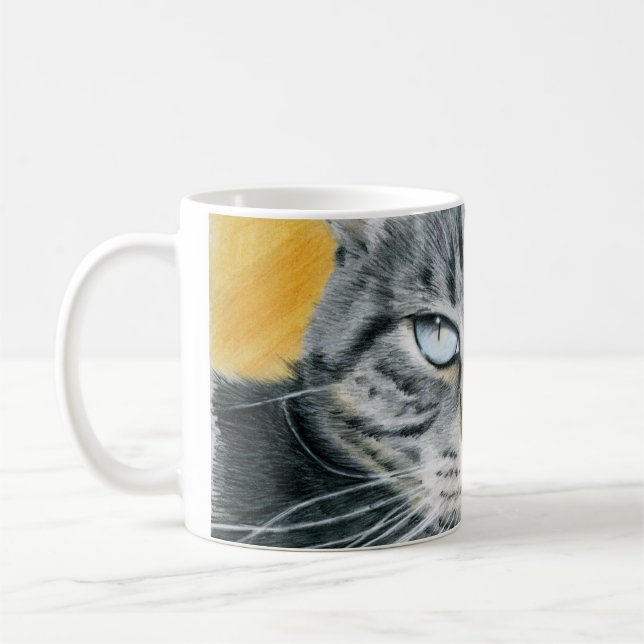 Close-up Zoe Cat Drawing Mug (Left)