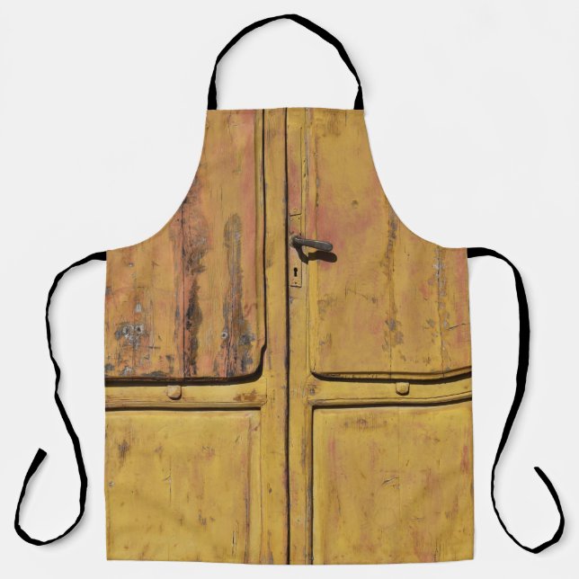 Closed brown wooden cabinet apron (Front)