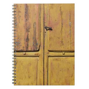 Closed brown wooden cabinet notebook
