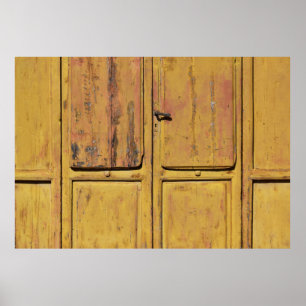 Closed brown wooden cabinet poster