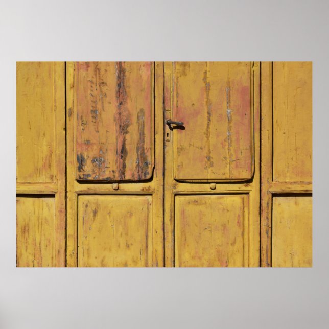 Closed brown wooden cabinet poster (Front)