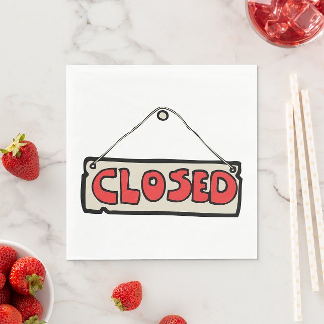 Closed Business Door Sign Napkin (Creator Uploaded)