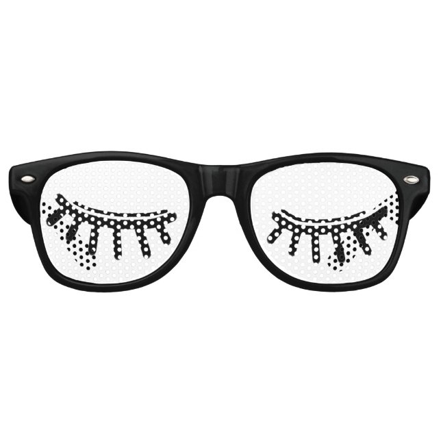 Closed Eyes Eyelashes Retro Sunglasses (Front)
