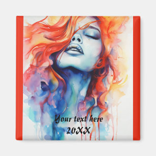 Closed Eyes Ginger and Water Custom name Magnet