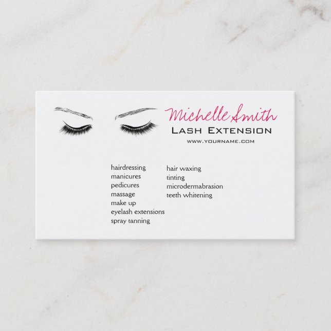 Closed eyes long lashes lash extension business card (Front)