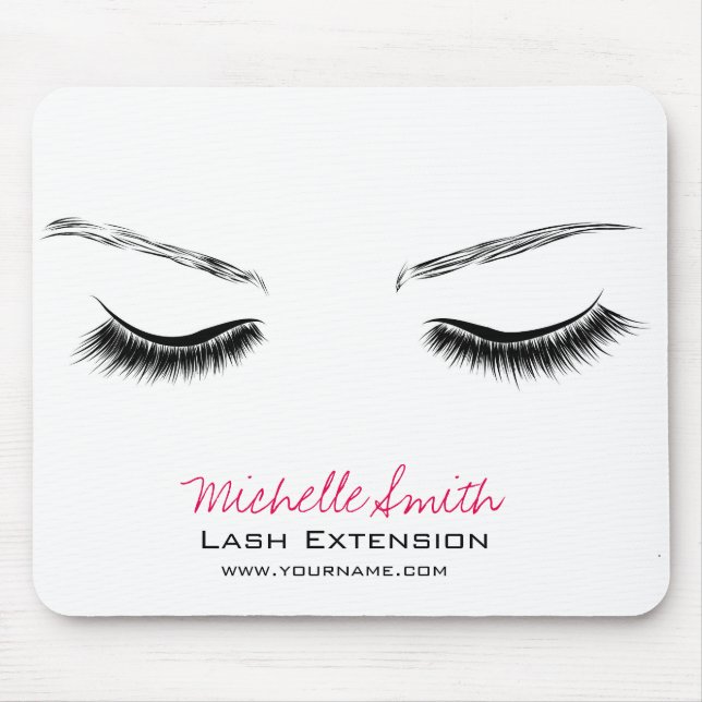 Closed eyes long lashes lash extension mouse mat (Front)