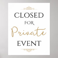Closed for Private Event, Wedding 