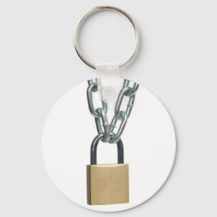 Closed padlock and chain key ring