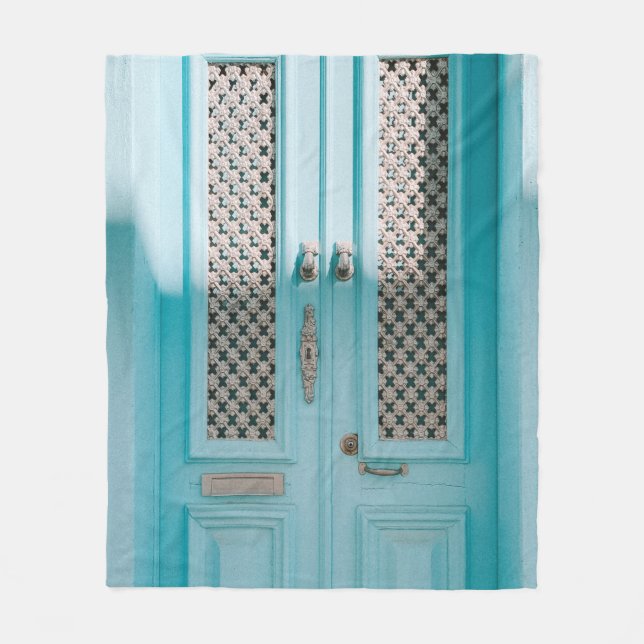 CLOSED TEAL FRENCH DOORS FLEECE BLANKET (Front)
