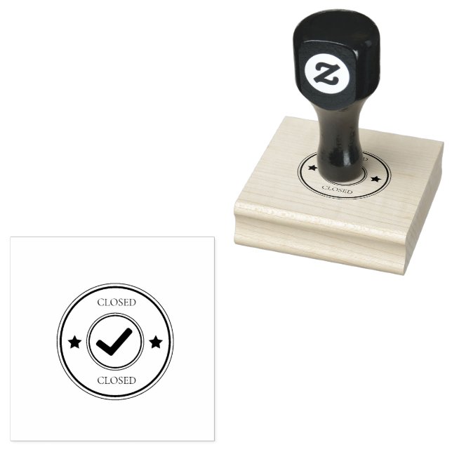 Closed Text Red Ink Sharp Impressions Wood Art  Rubber Stamp (Stamped)